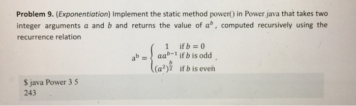  Java programming Implement the static method power() in Power java that