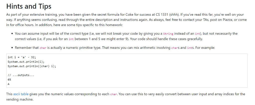 a vending machine. You will need to write two files: VendingMachine.java and