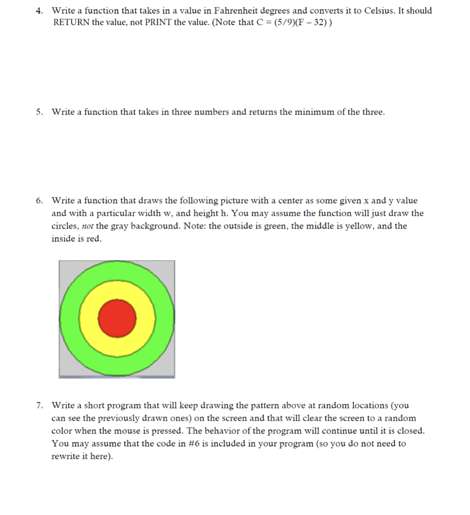  4. Write a function that takes in a value in Fahrenheit