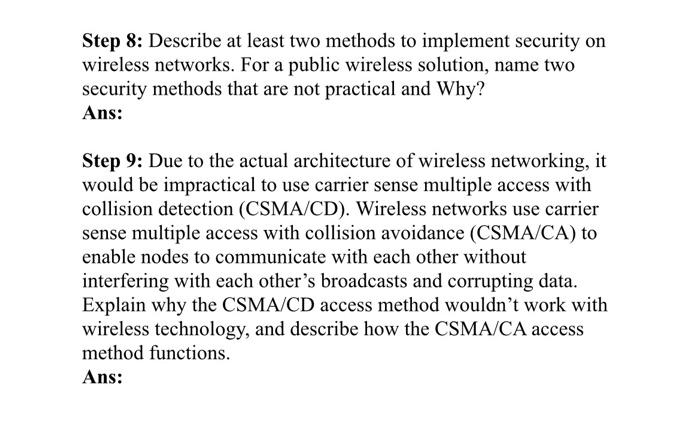 and record the specifications for the IEEE 802.11 standards in the following