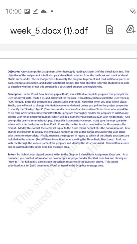 10:00 P week_5.docx (1).pdf Objective: Only attempt this assignment after thoroughly