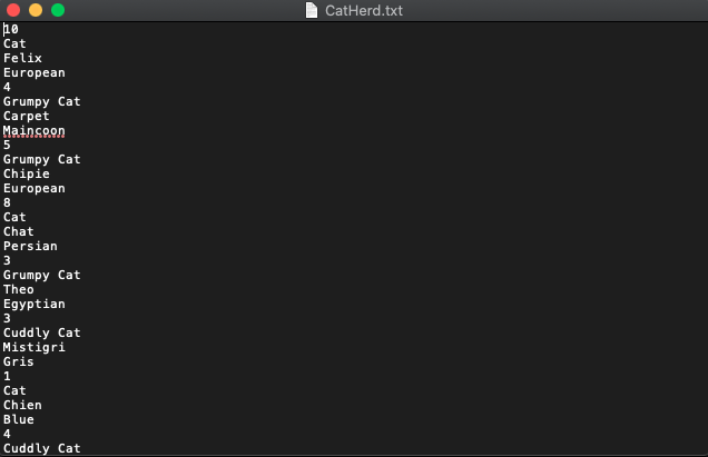 new attribute private int levelOfGrumpiness; /* Constructors */ public GrumpyCat() { super();