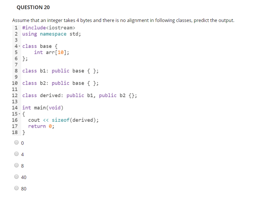 21 int main() 22- 23 24 t.fun().fun().fun().fun() 25 26 Test::count++ cout 