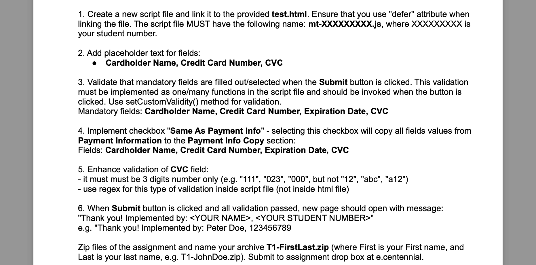 Please help with creating a javascript file to produce the outcome below,