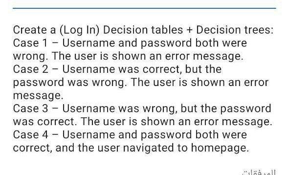 In Language c++ Create a (Log In) Decision tables + Decision trees: