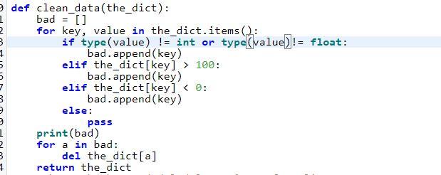 clean_data. clean_data takes one #parameter, a dictionary. The dictionary represents the #observed
