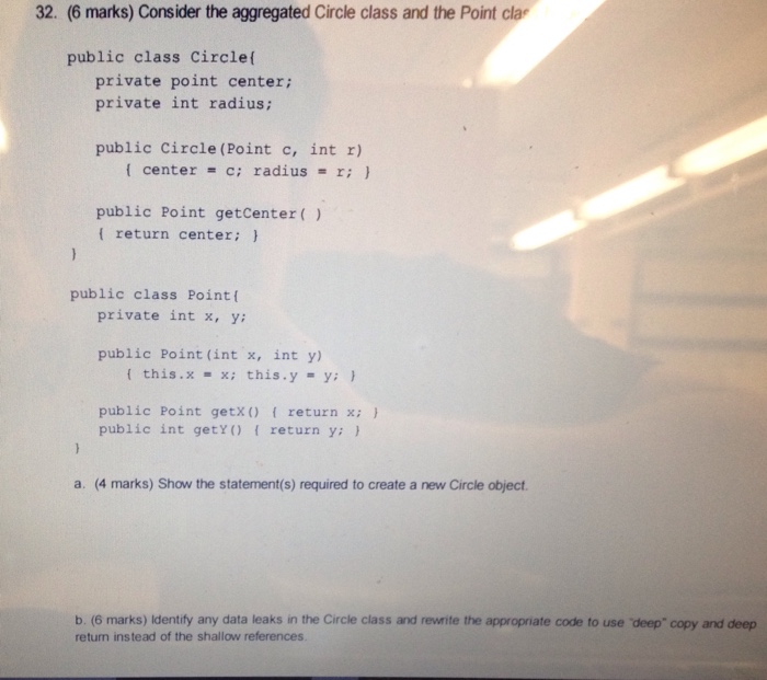  Consider the aggregated Circle class and the Point class public class