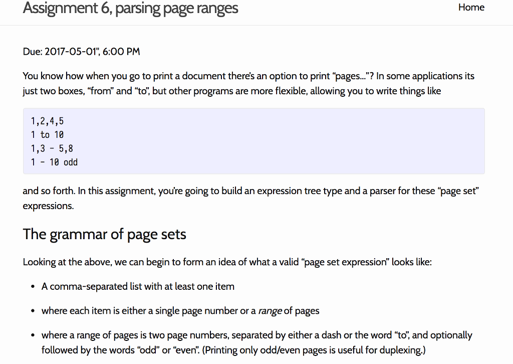 Data Structures in C++: Parsing page ranges Hello there, I have an