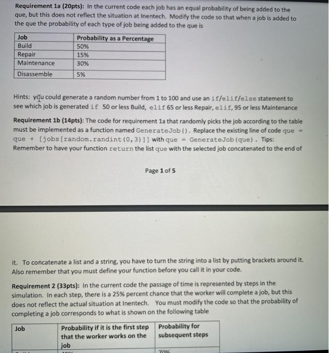  Software i Use is Python Requirement 1a (20pts): In the current