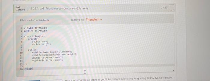 to read and set the base and height of triangle1 and of
