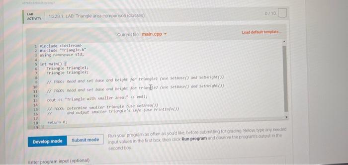 trangle2. cetermine which triangle's area is malles, and output that triangles info,