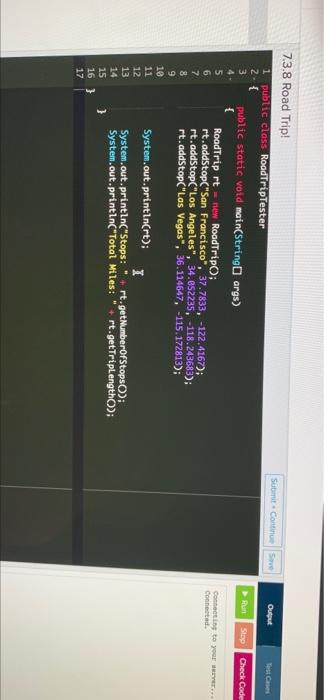 7.3.8 Road Trip Submit Continue Save Out Test Caes 2.1 Run Stop