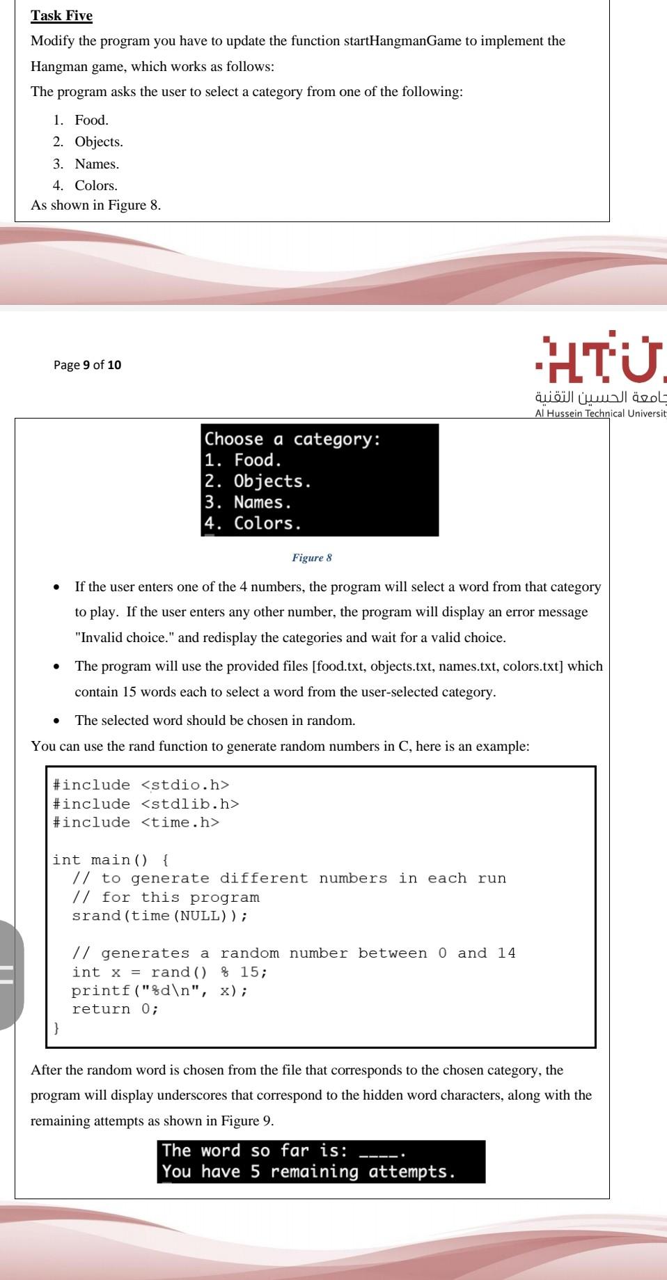  Task Five Modify the program you have to update the function