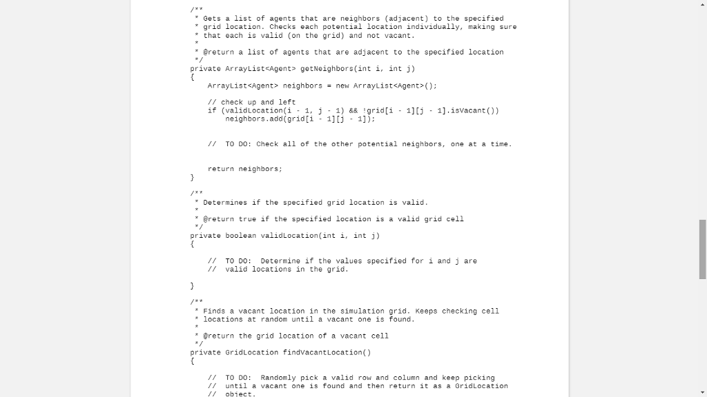 locations of a neighborhood represented by a grid. After placing all the