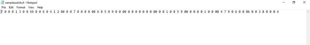 The input should simply contain the numbers in the puzzle delimited by