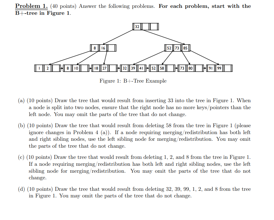  Problem 1.(40 points) Answer the following problems. For each problem, start