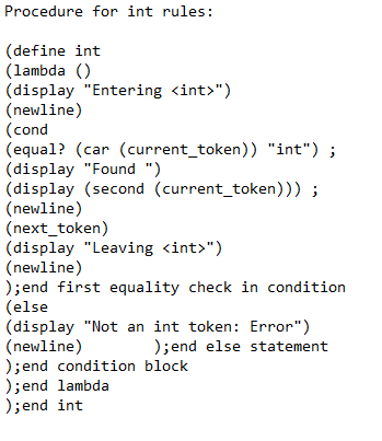 programming language is Scheme. I use DrRacket for the interpreter/compiler. Rules: stmt