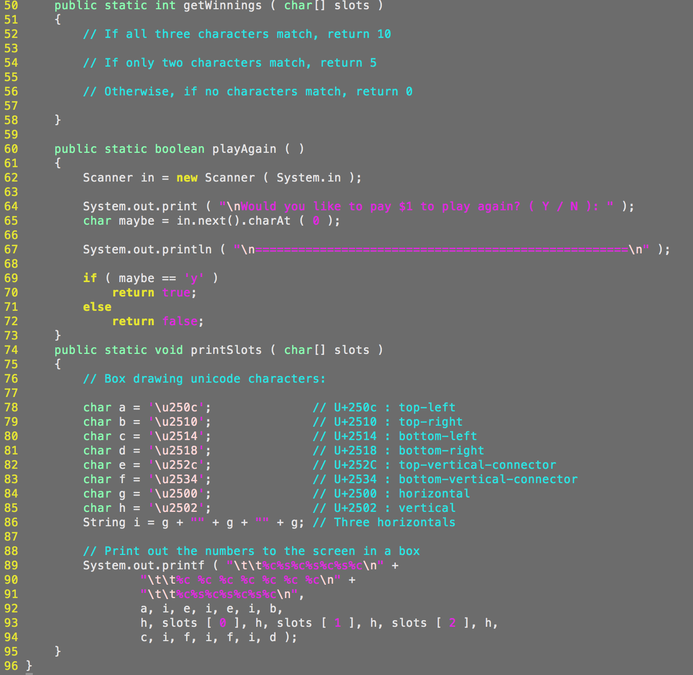 the directions given and test your program to make sure it works