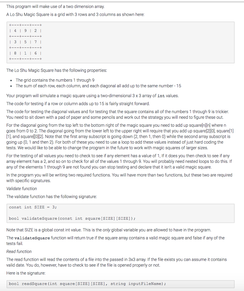  This program will make use of a two dimension array A