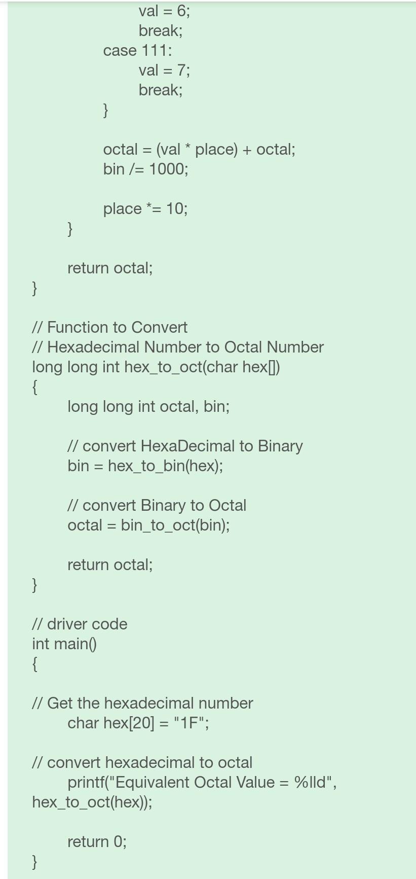 #include #include #include // Function to convert Hexadecimal to Binary long long