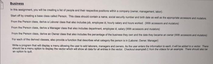 This code is for c++ In this assignment, you will be creating