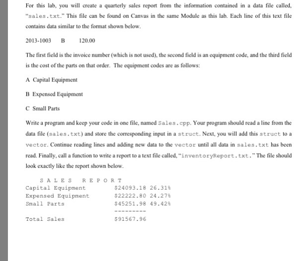  Help with C++ For this lab, you will create a quarterly