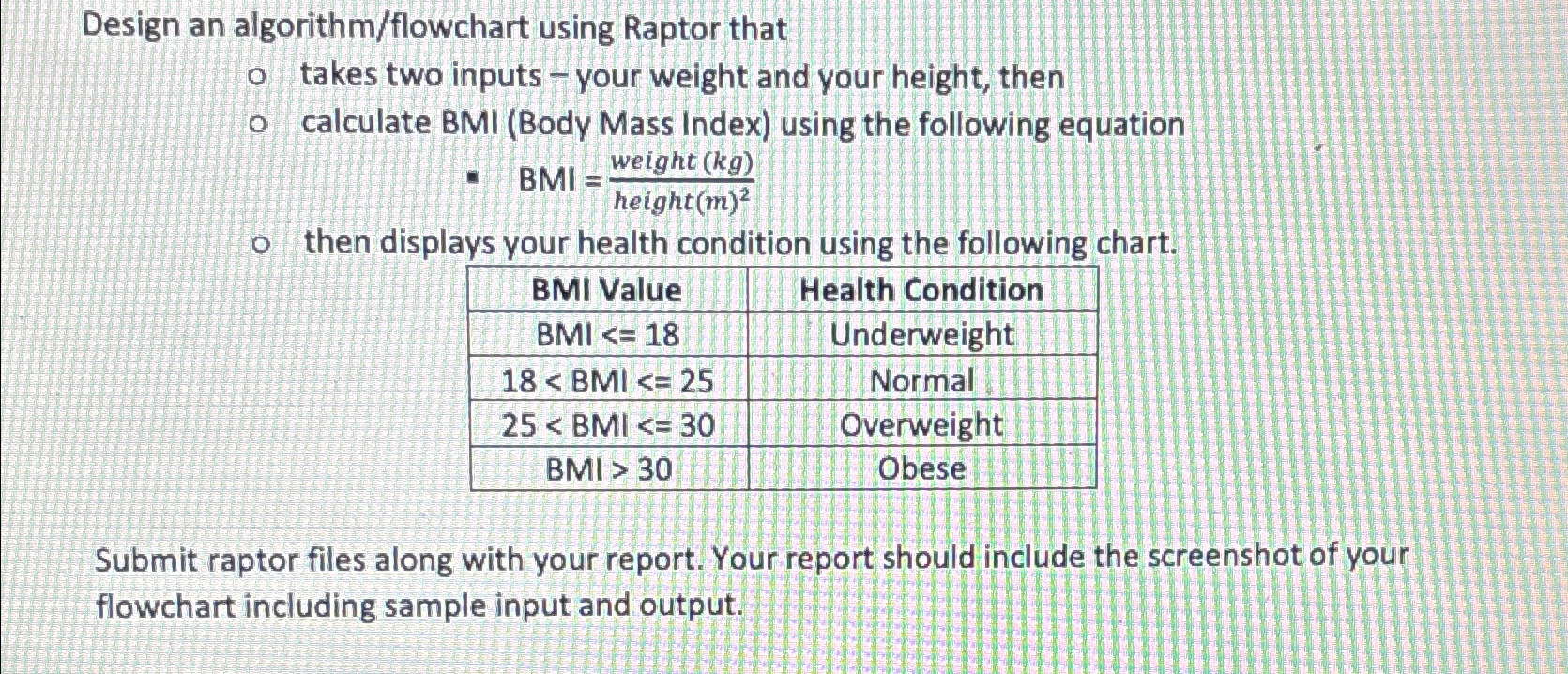  Design an algorithm/flowchart using Raptor that takes two inputs - your