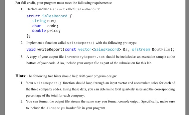 sales report from the information contained in a data file called, "sales.txt."