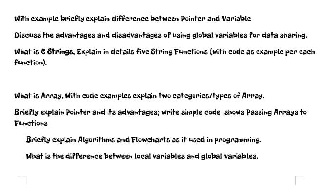  With example briefly explain difference between Pointer and Variable Discuss the