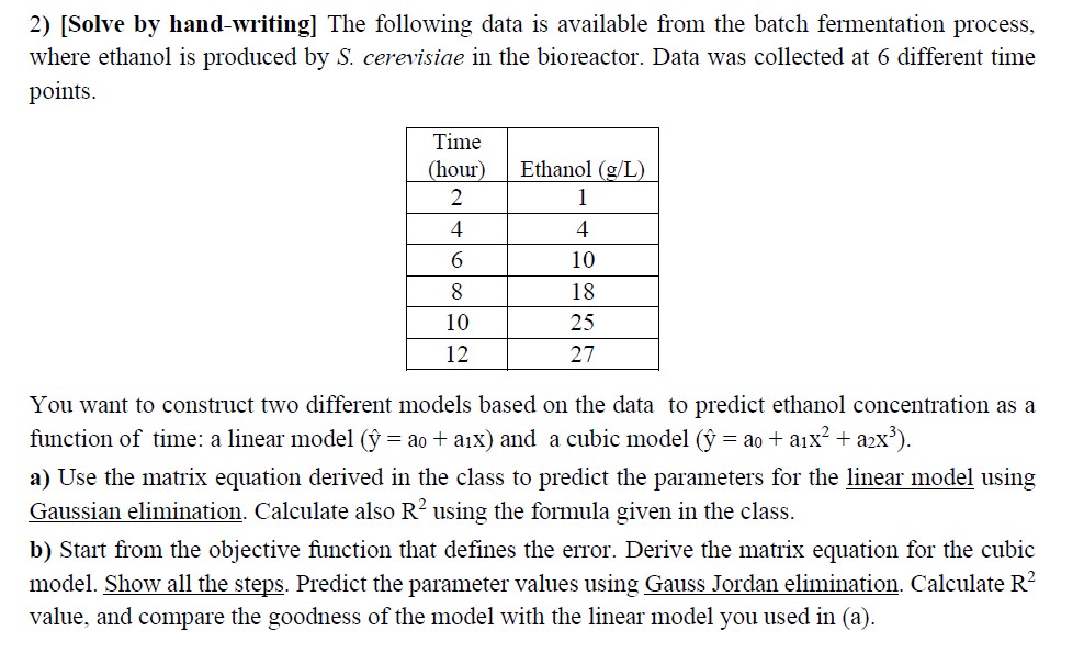  [Solve by hand-writing] The following data is available from the batch