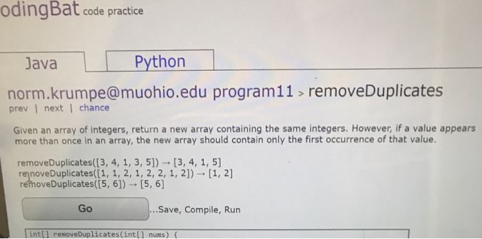  Java question Given an array of integers, return a new array