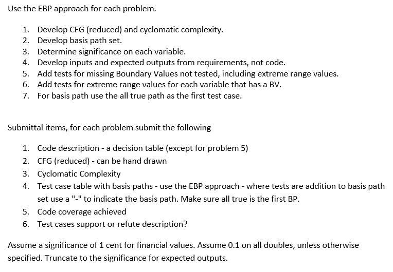 code. Use the line (statement) numbers shown in your CFG. Use the