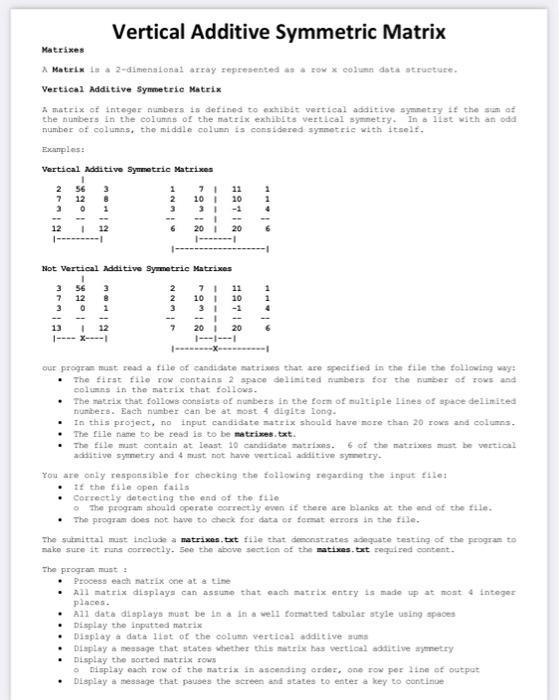 if the sum of the numbers in the columns of the matrix
