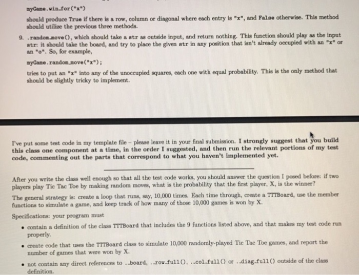 goes, placing an o on one of the eight remaining squares. Then