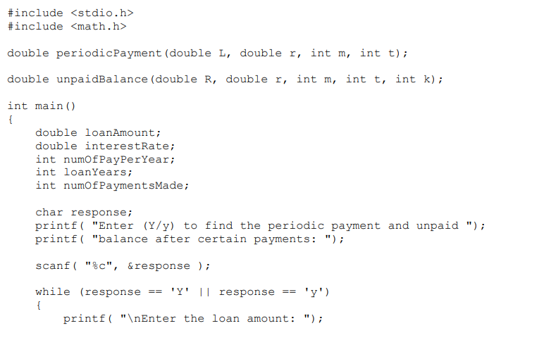 Please answer this in PROGRAMMING C and not any other language such