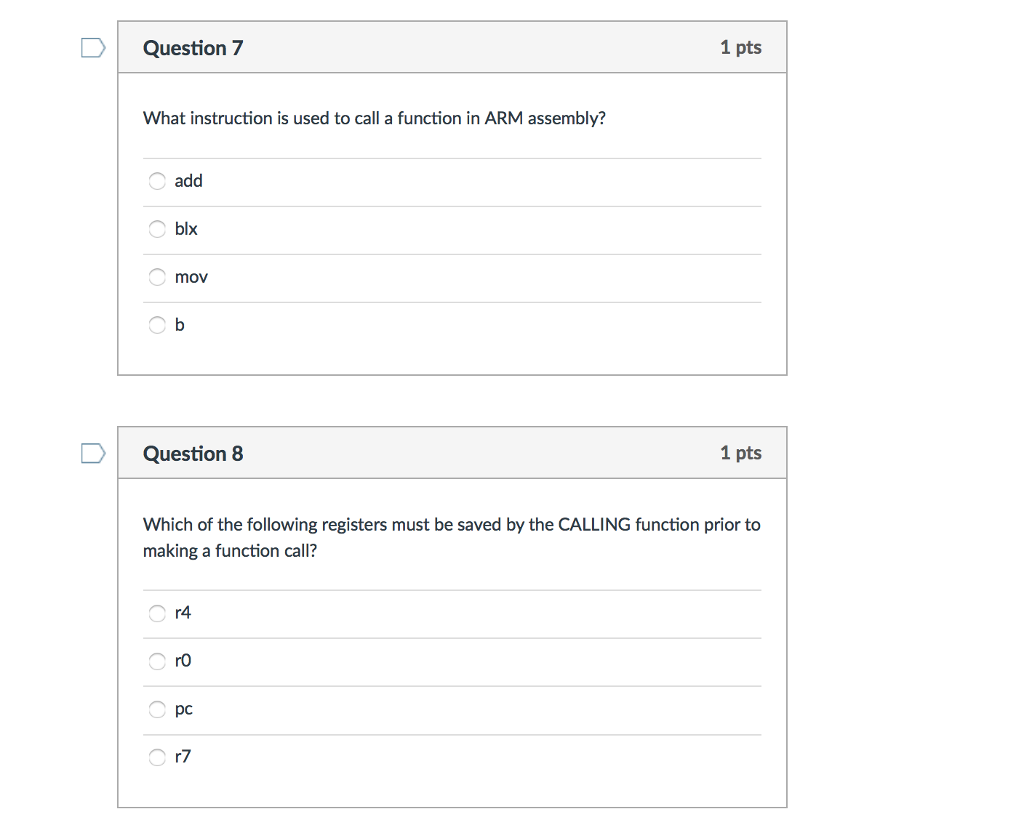  What instruction is used to call a function in ARM assembly?