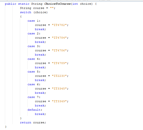 that registers students for courses in a term of study. The application