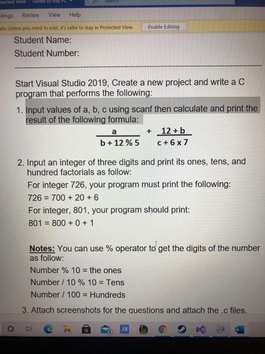 question 2 otected View - Save Soch Enable Editing ilings Review View