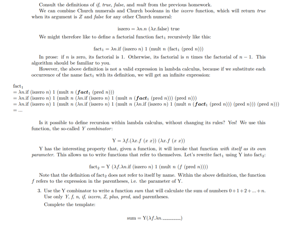  plz do this in lambda calculus Consult the definitions of if,