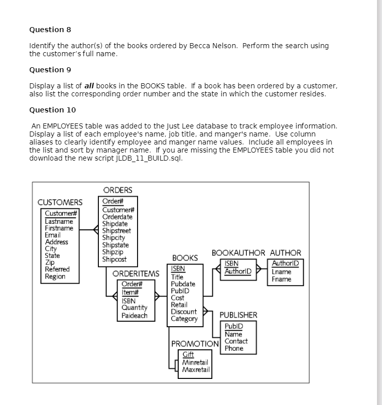 121 Assignment 2 - Joins (100 points) You are to use SQL