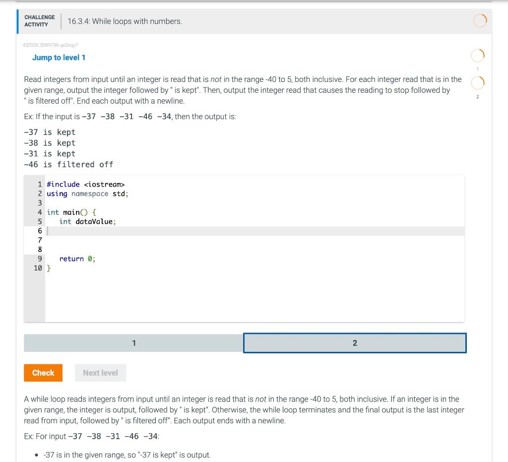 c++ Jump to level 1 Read integers from input until an integer