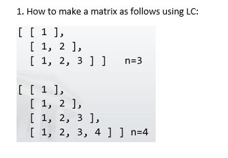 I need a python program to produce the output below! n=3 and