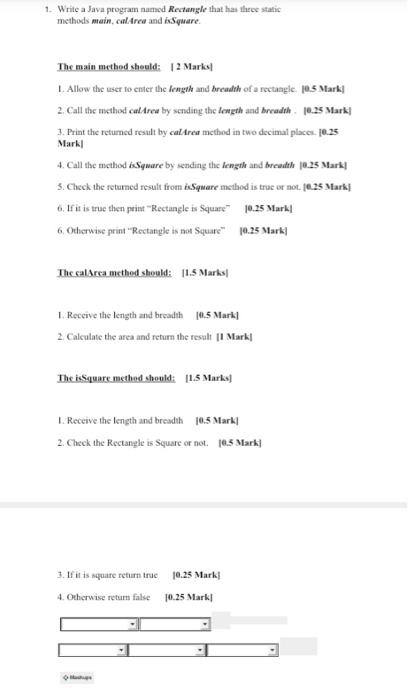  1. Write a Java program named Rectangle that has the static