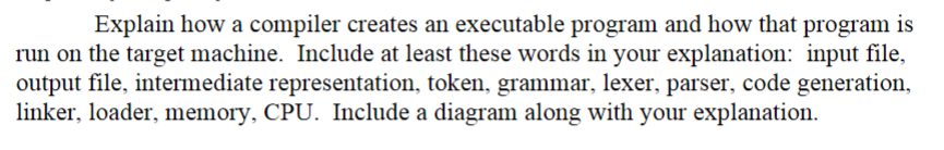 Explain how a compiler creates an executable program and how that