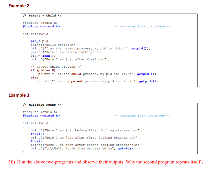  PAROGRAM1 * Parent - Child */ #include #include /* contains fork