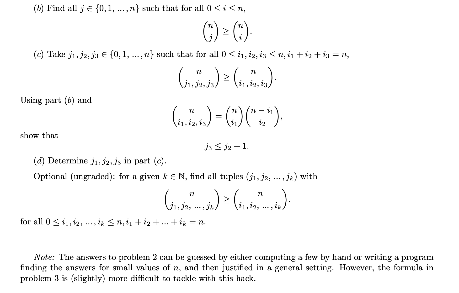  (b) Find all jin{0,1,dots,n} such that for all 0in, ([n],[j])([n],[i]) (c)