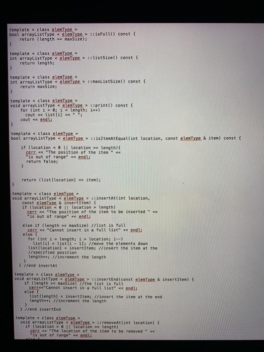 public: const arrayListType & operator = (const arrayListType & ); //Overloads the