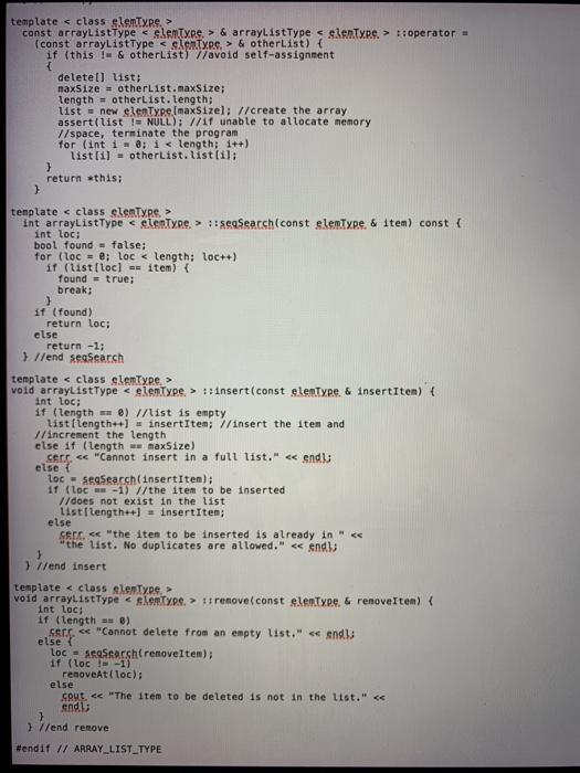 empty //Postcondition: Returns true if the list is empty; // otherwise, returns