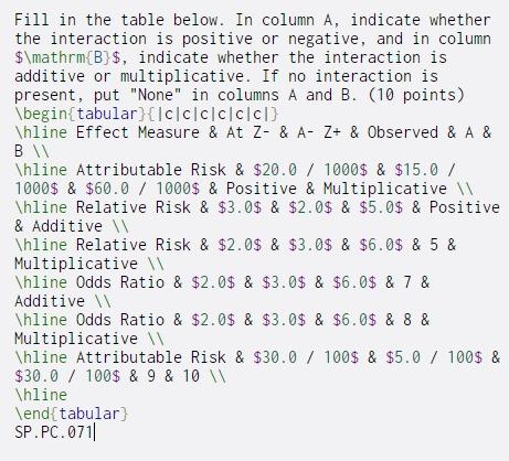 Fill in the table below. In column A, indicate whether the
