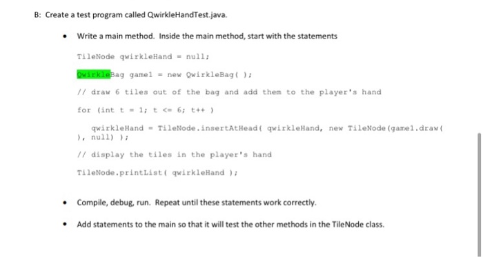  TileNode.Java public class TileNode{ // instance variables private int data; private